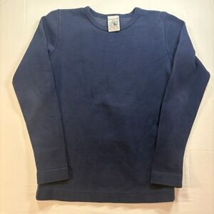 SNS Herning Navy Blue Pure Wool Ribbed Knit Crewneck Sweater Mens Small Denmark